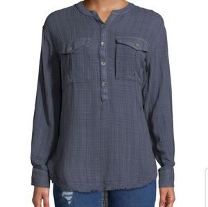 Free People Long Frayed Hem Shirt S